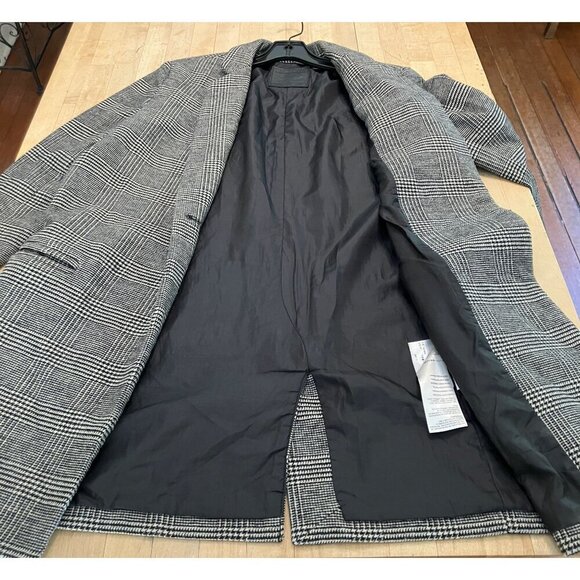 Levi's Women Houndstooth Cocoon Long Wool Blazer Jacket Size Medium Black FA EXC - Picture 11 of 12